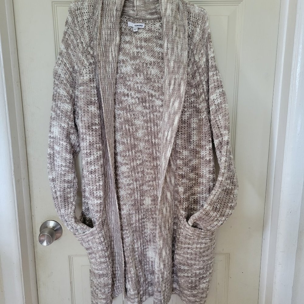 Warm Thick Neutral Cardigan with Pockets size Large